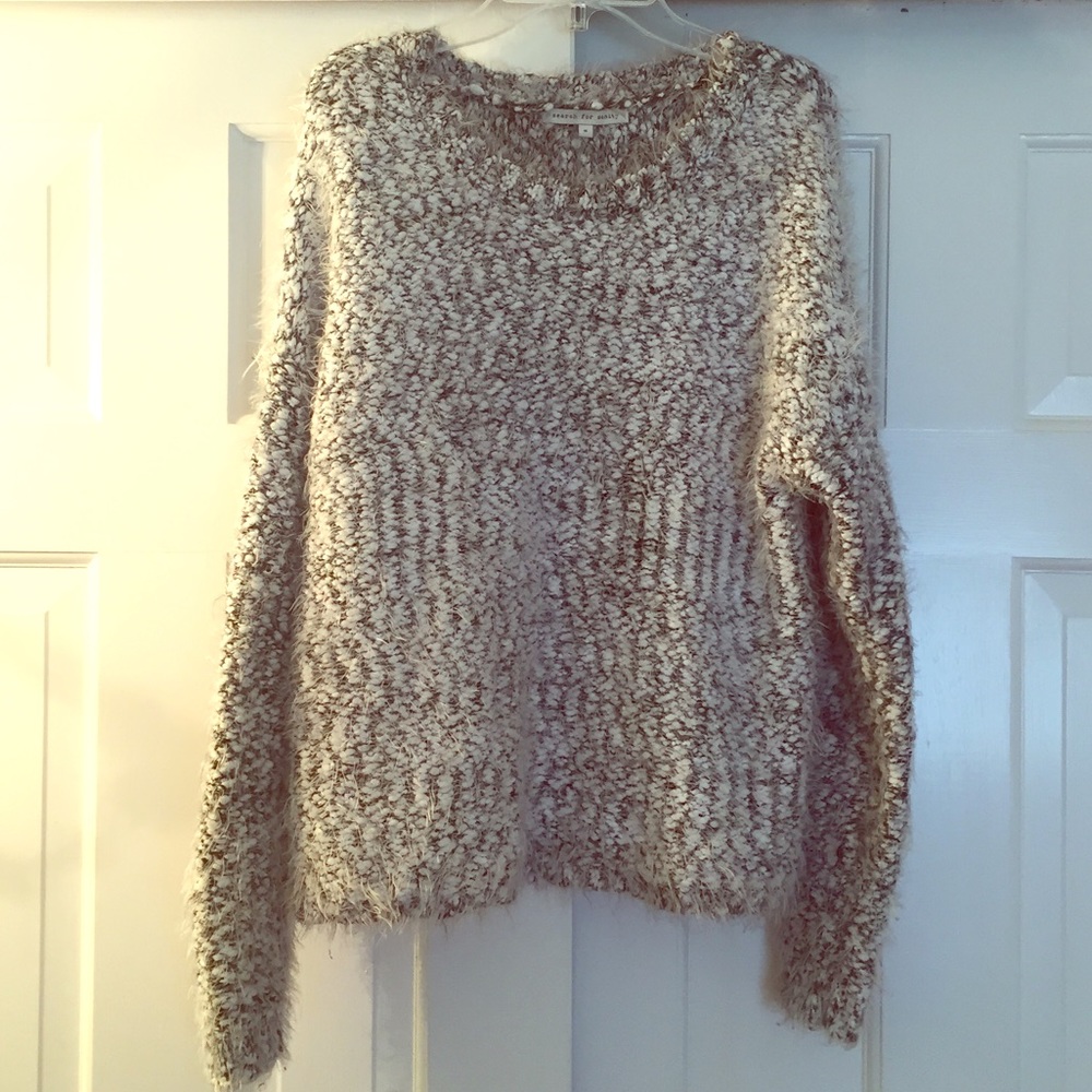 Black & white fuzzy eyelash sweater